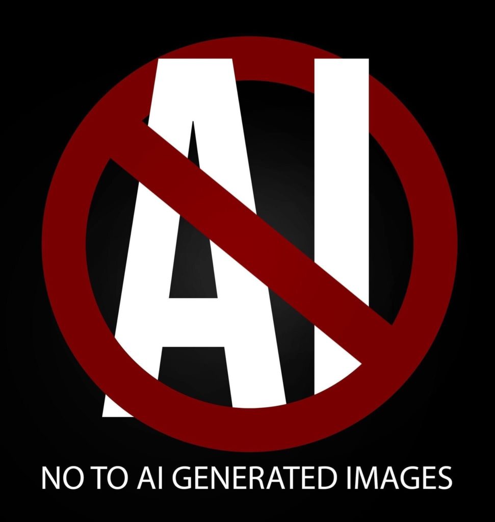 Anti-AI logo bearing the text "No to AI generated images"
