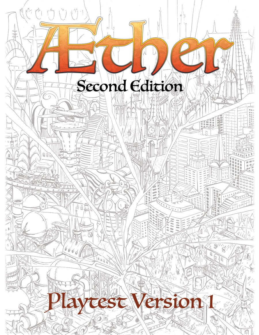 Front cover of the Aether Second Edition Playtest Version 1